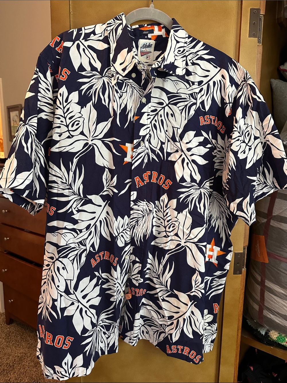 Houston Astros Navy Floral Short-Sleeve Shirt